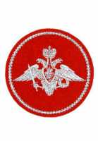 Шеврон Сухопутные войска, круглый,серебряный орёл на красном фоне.