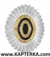 Кокарда (Овал, Орешек) без листьев КАЗАЧЬЯ металлическая серебро, насечки.Офицерская