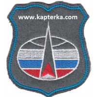 Шеврон войск Воздушно-Космической обороны, тюльпан, серый фон (на шинель).Эмблема. Нового образца.